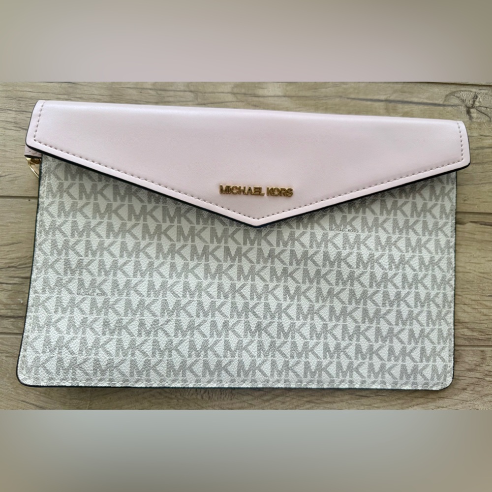 Michael Kors Blush Pink and White Clutch
